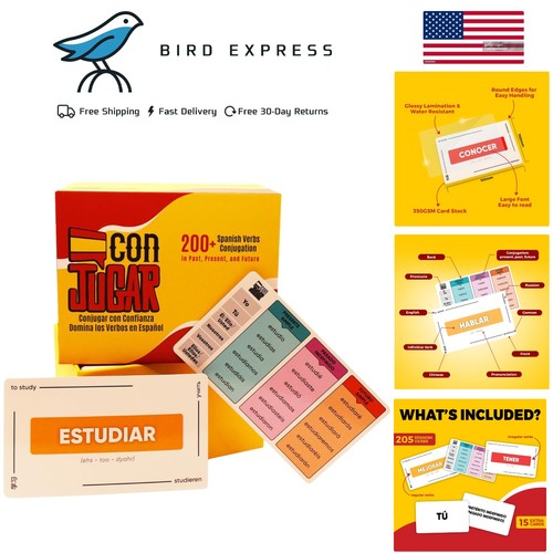 Spanish verb flashcards - verb, 200+
